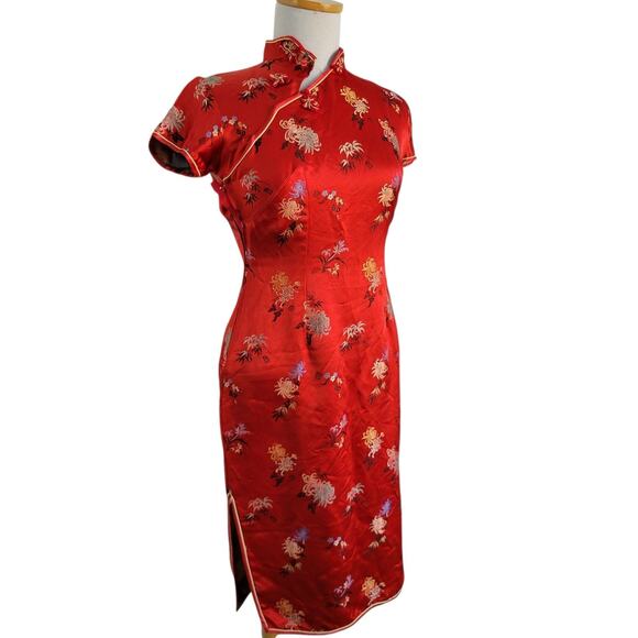 VTG 50s Cheongsam Qi Pao Dress Size 36 Traditional Chinese Gown with Deffects - Picture 1 of 16